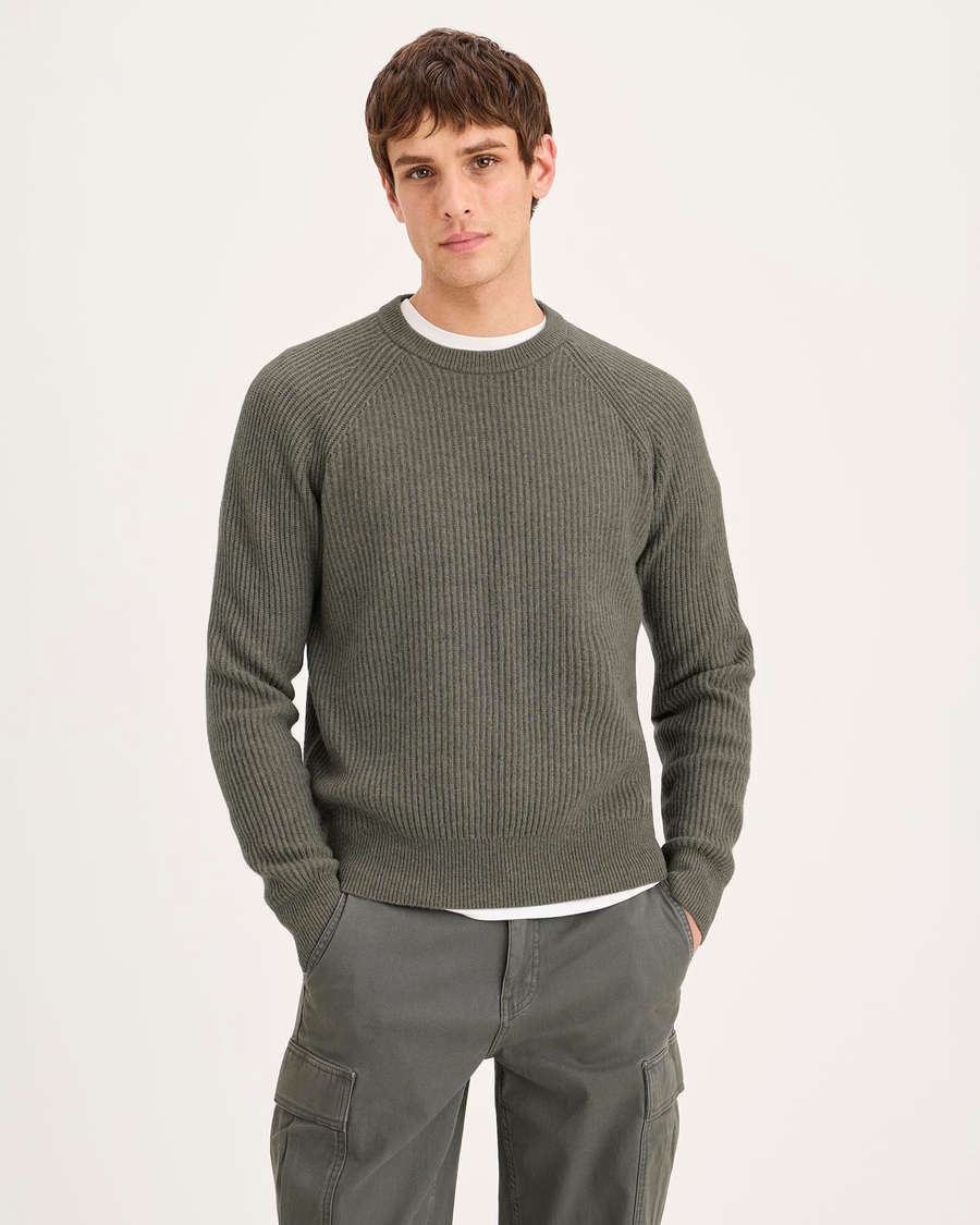 Front view of model wearing Jodhpurs Crewneck Sweater, Regular Fit.