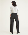 Back view of model wearing Jubilee Asphalt Women's Straight Fit Original Pleated High Wide Khaki Pants.