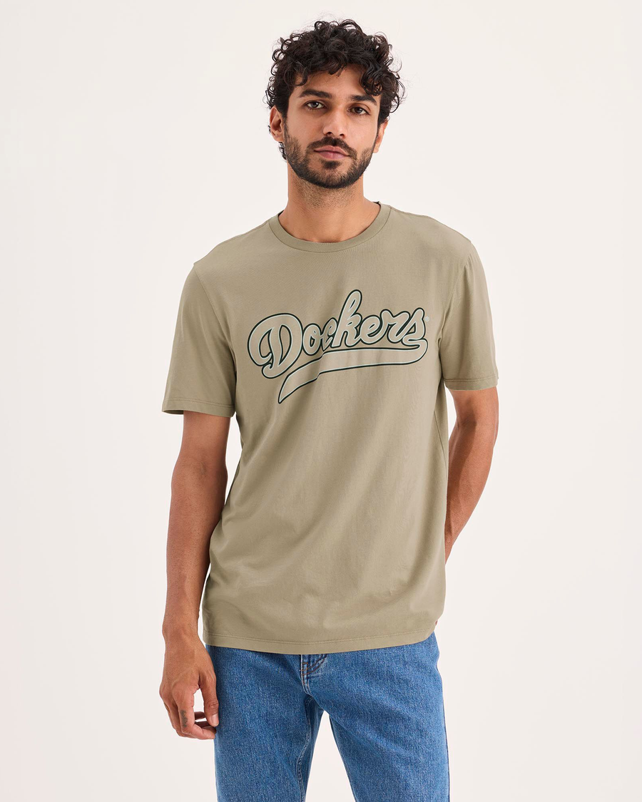 Front view of model wearing Lemon Pepper Graphic Tee, Slim Fit.