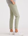 Side view of model wearing Lint Women's Slim Fit Weekend Chino Pants.