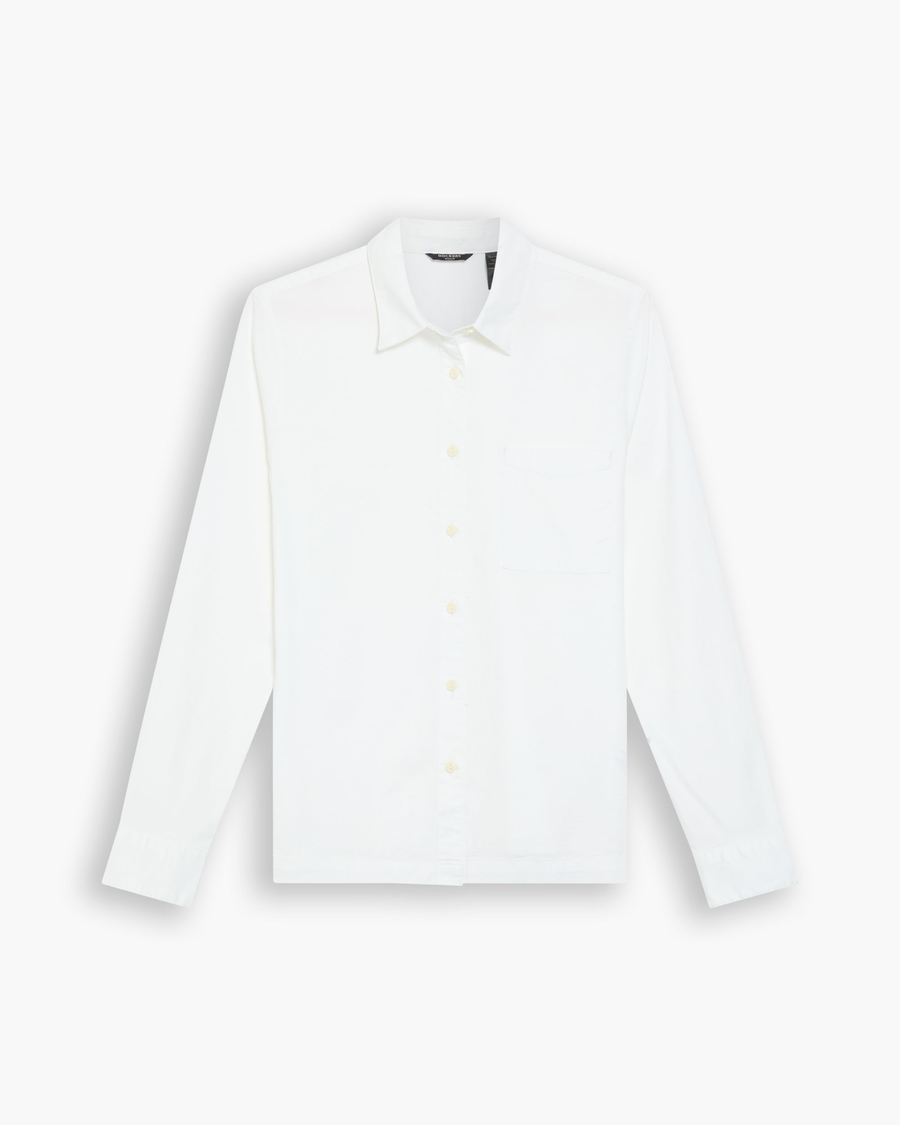 View of model wearing Lucent White 1-Pocket Shirt, Regular Fit.