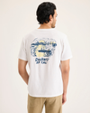 Back view of model wearing Lucent White Logo Tee, Slim Fit.