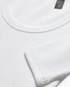 View of model wearing Lucent White Rib Tee, Slim Fit.