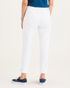 Back view of model wearing Lucent White Women's Slim Fit Weekend Chino Pants.