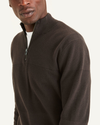 View of model wearing Mole Men's Regular Fit Quarter Zip Sweater.