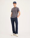 Front view of model wearing Navy Blazer Go Activeflex Pull-On Pant, Slim Fit.