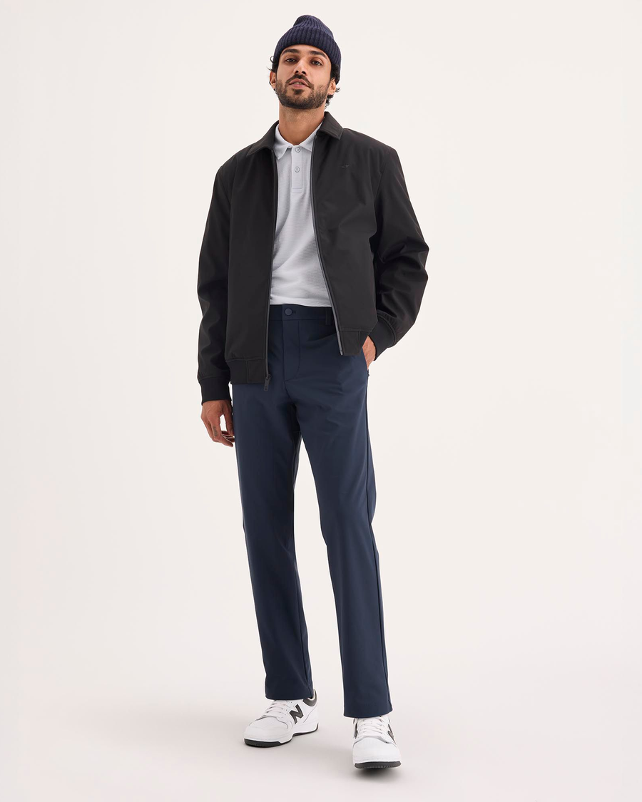 View of model wearing Navy Blazer Go Chino, Slim Fit with Airweave.