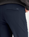 View of model wearing Navy Blazer Go Pant, Slim Fit with Airweave.