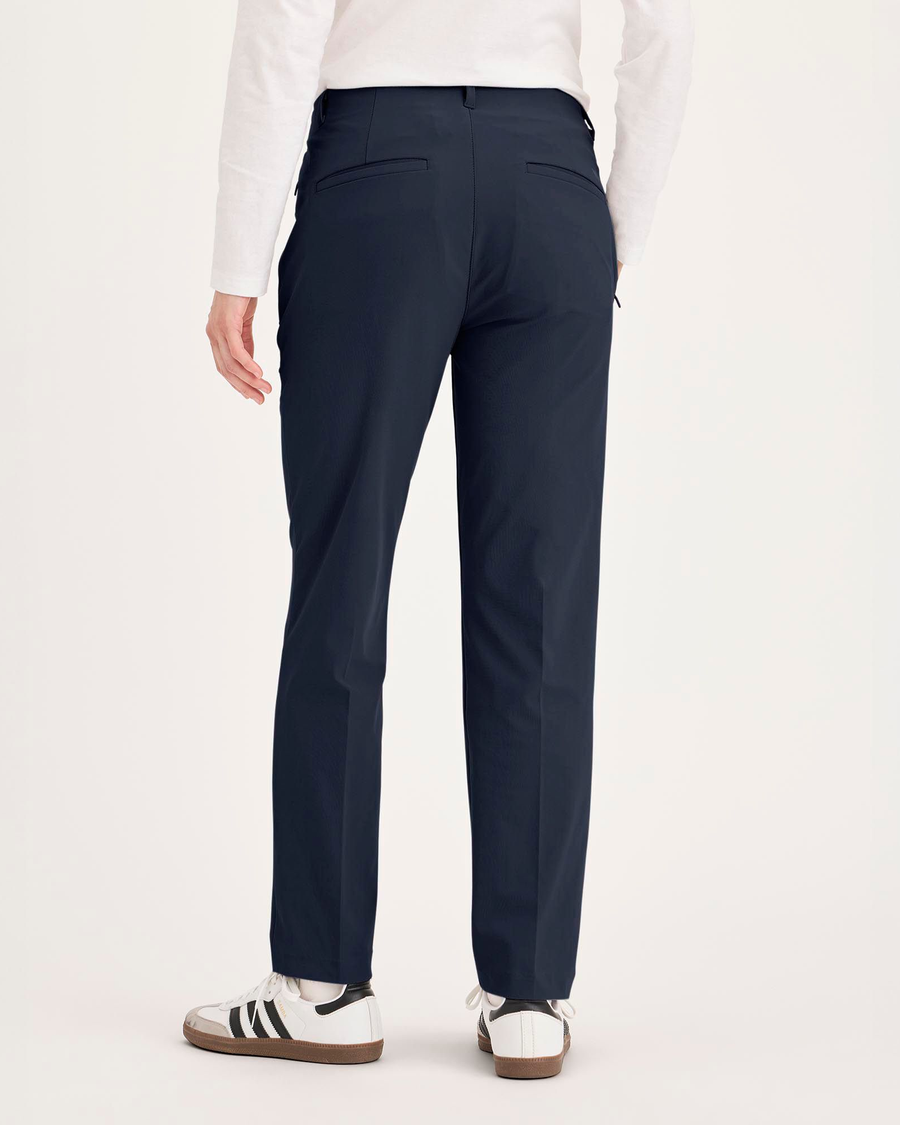 Back view of model wearing Navy Blazer Go Pant, Slim Fit with Airweave.