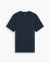 View of model wearing Navy Blazer Go Tee, Slim Fit.