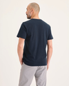 Back view of model wearing Navy Blazer Go Tee, Slim Fit.