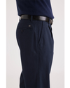 Side view of model wearing Navy Blazer Men's Relaxed Tapered Fit Original Chino Pants.