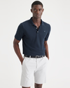 Front view of model wearing Navy Blazer Original Polo, Slim Fit.