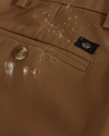View of model wearing Navy Blazer Signature Iron Free Khakis, Straight Fit with Stain Defender®.