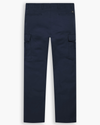 View of model wearing Navy Blazer Utility Cargo Pant, Straight Fit.