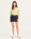 Front view of model wearing Navy Blazer Women's Original Chino Shorts.