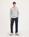 Front view of model wearing Navy Go Airweave Chino, Straight Fit.