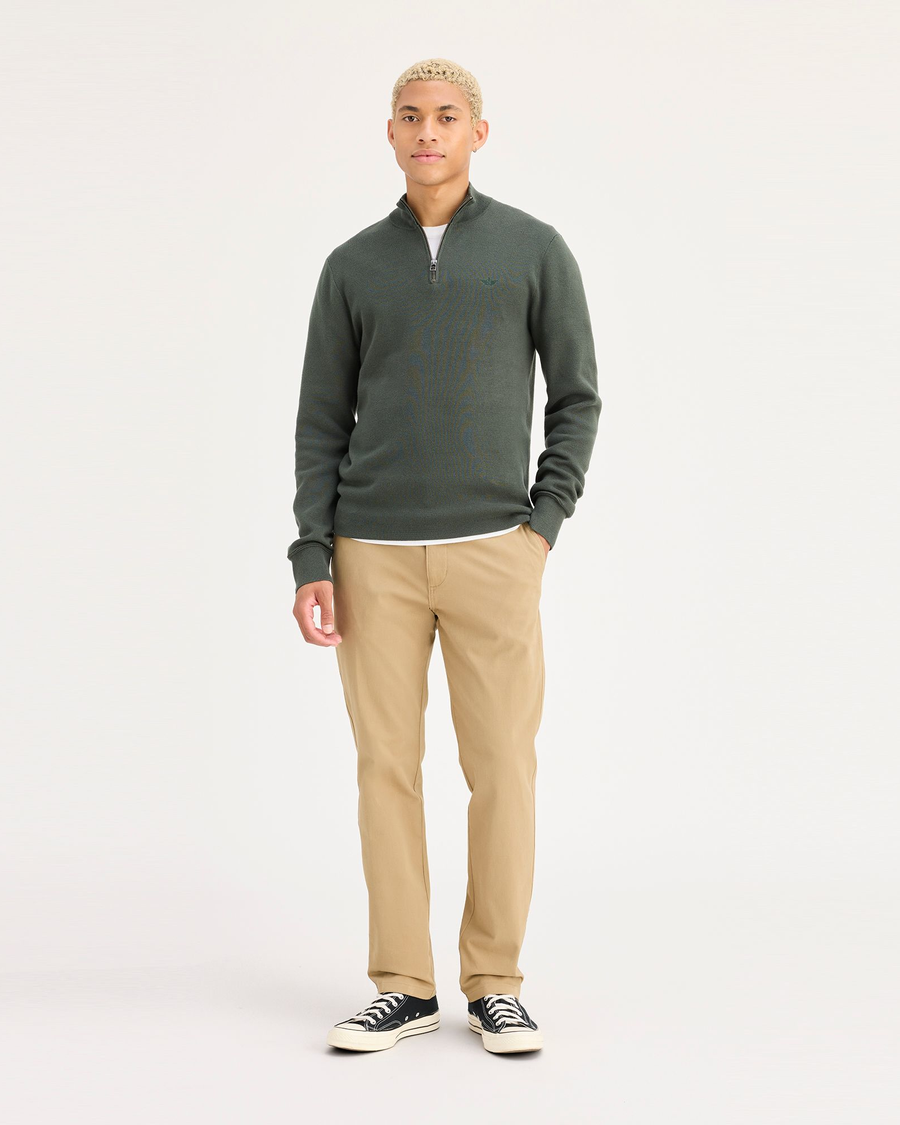 Front view of model wearing New British Khaki Ultimate Chinos, Slim Fit.