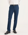 Front view of model wearing Ocean Blue Crafted Khaki Pants, Slim Fit.