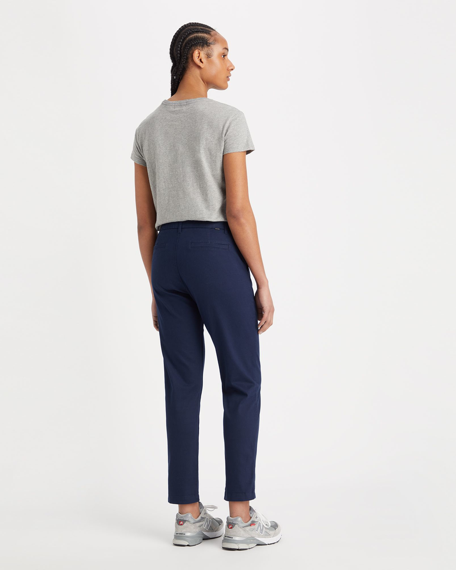 Back view of model wearing Pembroke Women's Slim Fit Weekend Chino Pants.