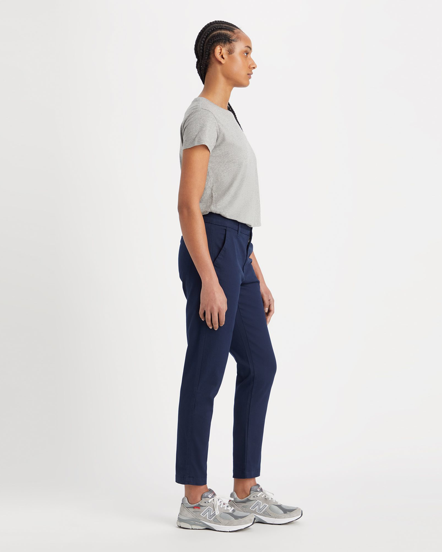 Side view of model wearing Pembroke Women's Slim Fit Weekend Chino Pants.