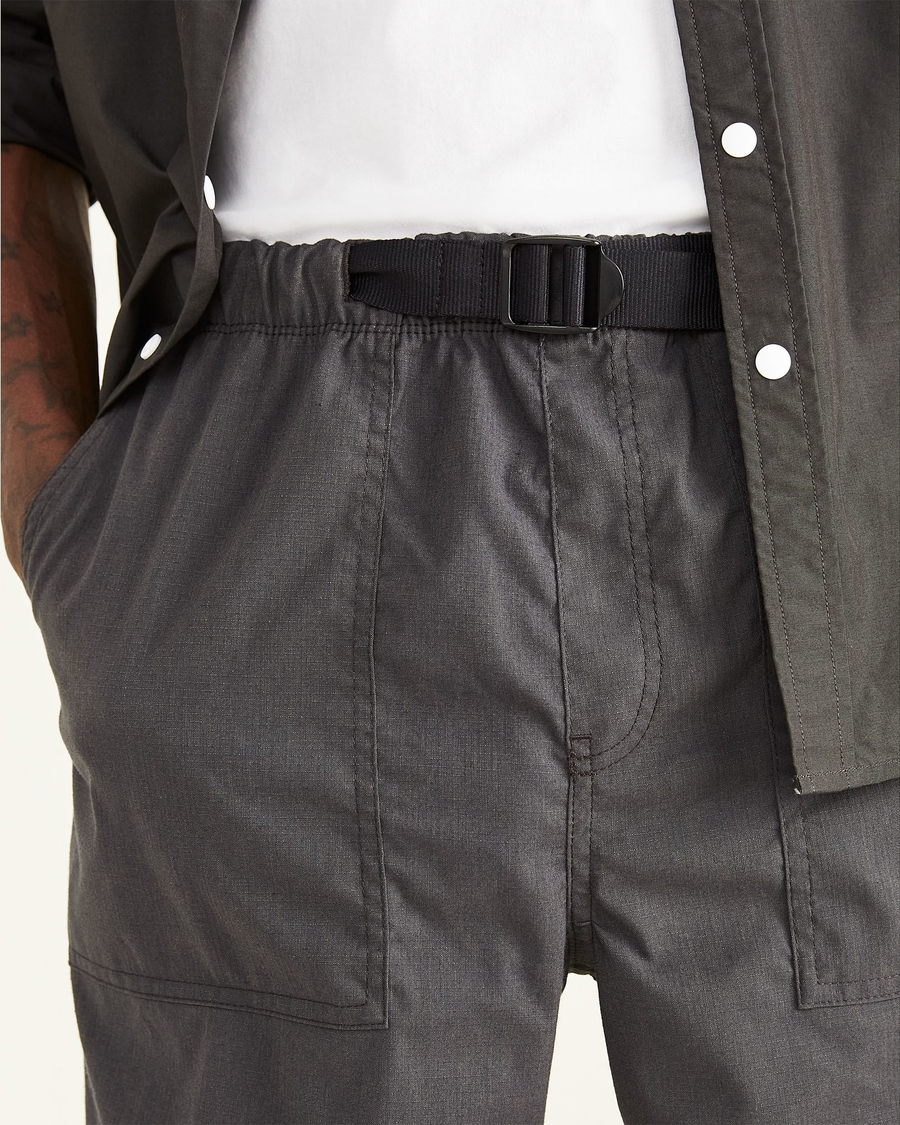 View of model wearing Pirate Black Men's Relaxed Fit Rec Hike Short.