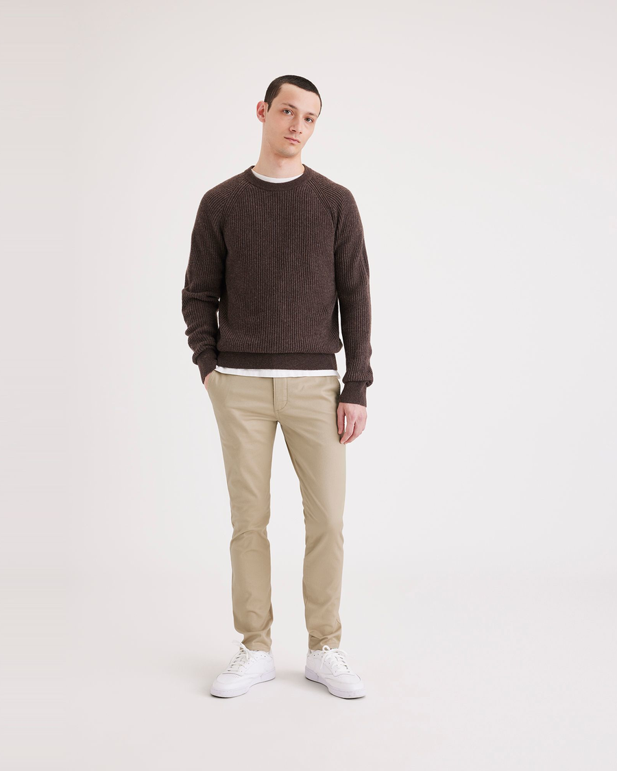 Front view of model wearing Safari Men's Skinny Fit Original Chino Pants.