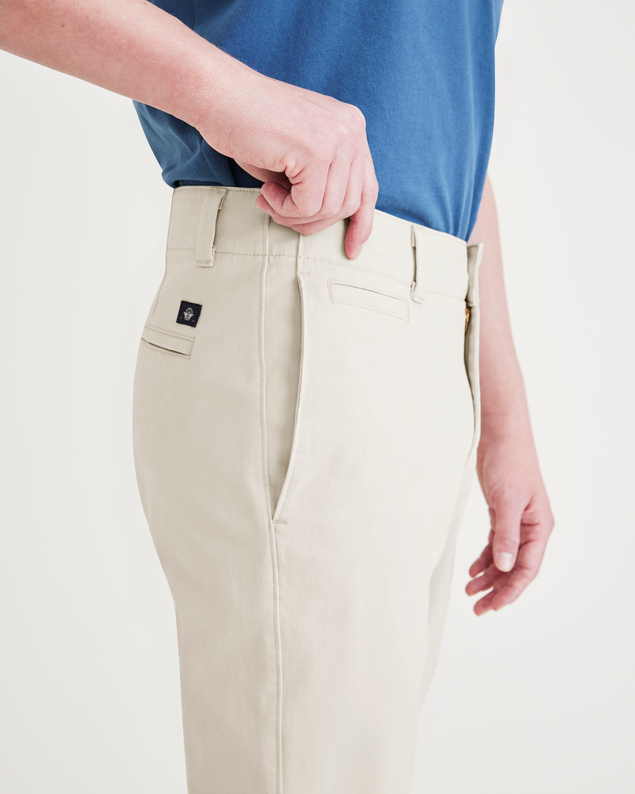 View of model wearing Sahara Khaki Alpha Chino Pants, Skinny Fit.