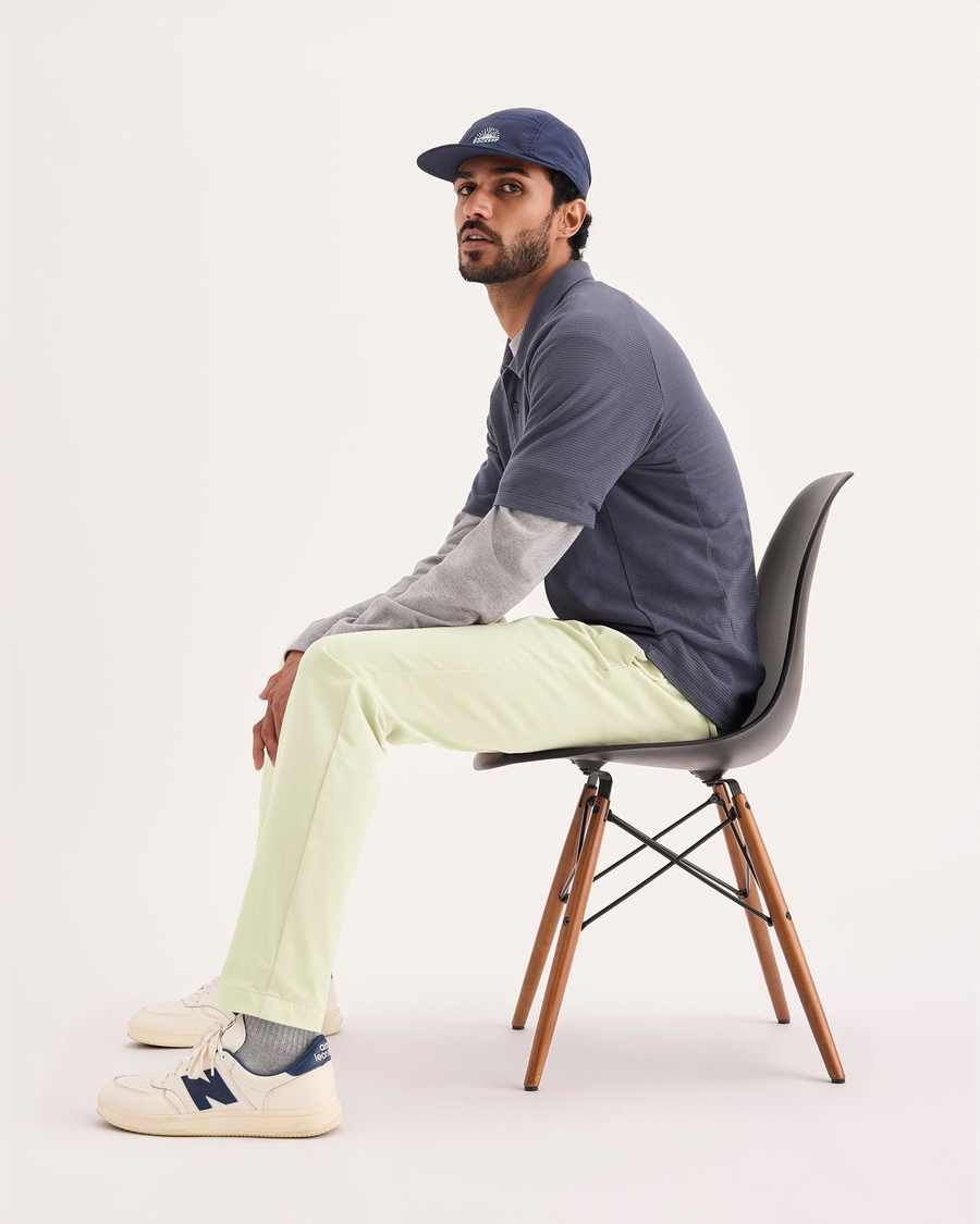 View of model wearing Sahara Khaki Go Activeflex Chino, Skinny Fit.
