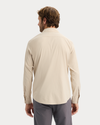 View of model wearing Sahara Khaki Go Shirt Long Sleeve, Regular Fit.