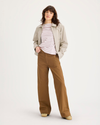 Front view of model wearing Sahara Khaki Mechanic's Jacket, Regular Fit.