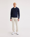 Front view of model wearing Sahara Khaki Men's Smart 360 Flex Ultimate Chino.
