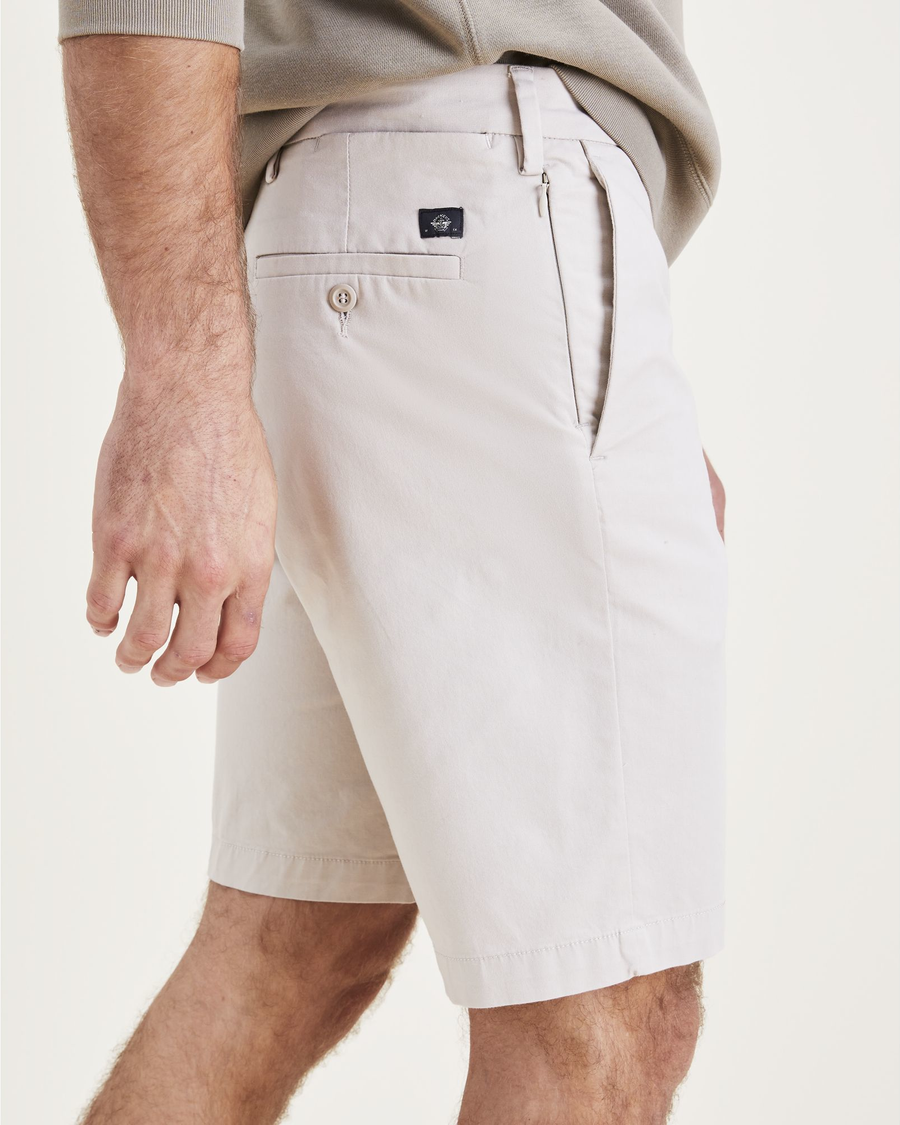 View of model wearing Sahara Khaki Men's Supreme Flex Modern Chino Short.
