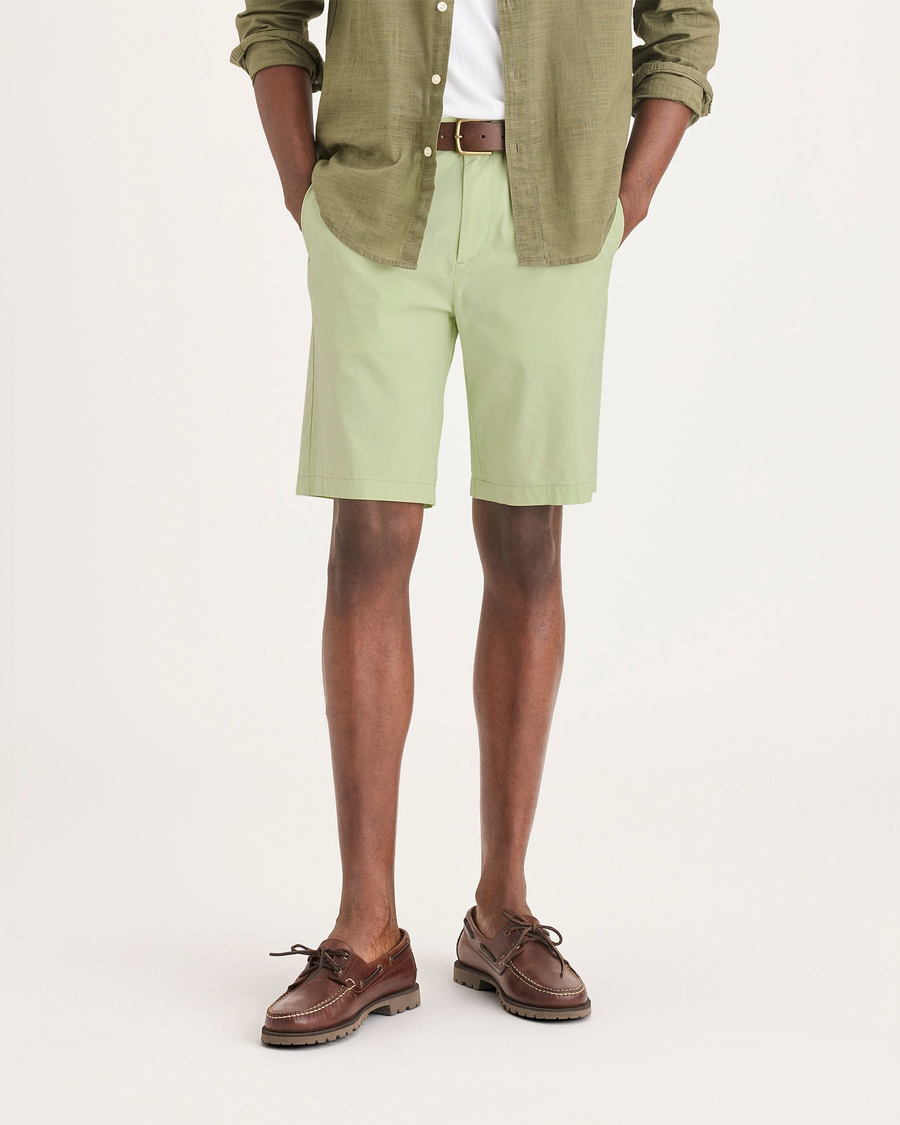 Front view of model wearing Seedling Men's Supreme Flex Modern Chino Short.