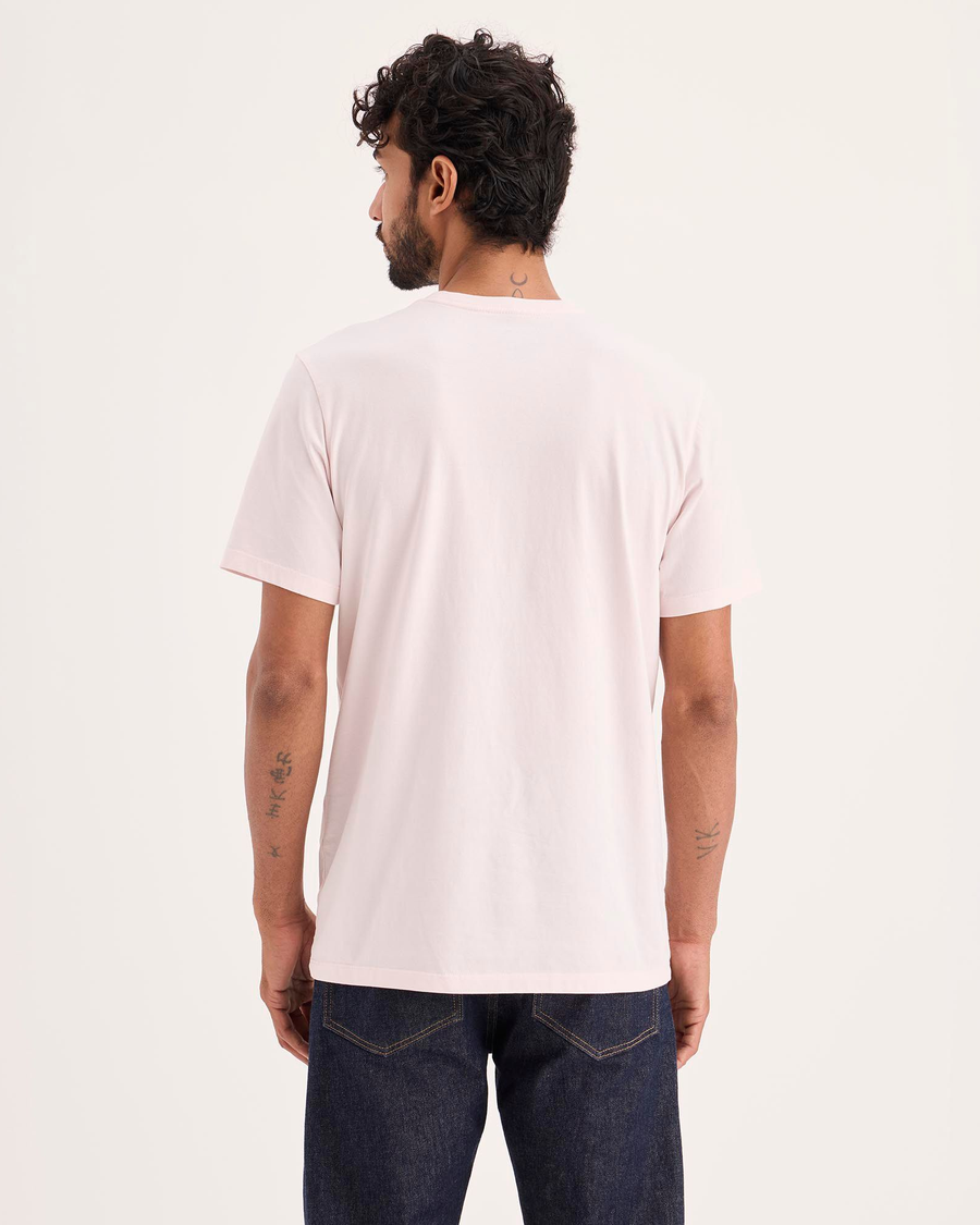 Back view of model wearing Stencil Pink Graphic Tee, Slim Fit.