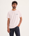Front view of model wearing Stencil Pink Graphic Tee, Slim Fit.