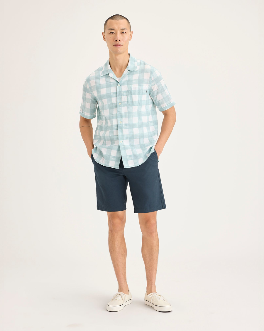 Front view of model wearing Stratified Sea Men's Supreme Flex Modern Chino Short.