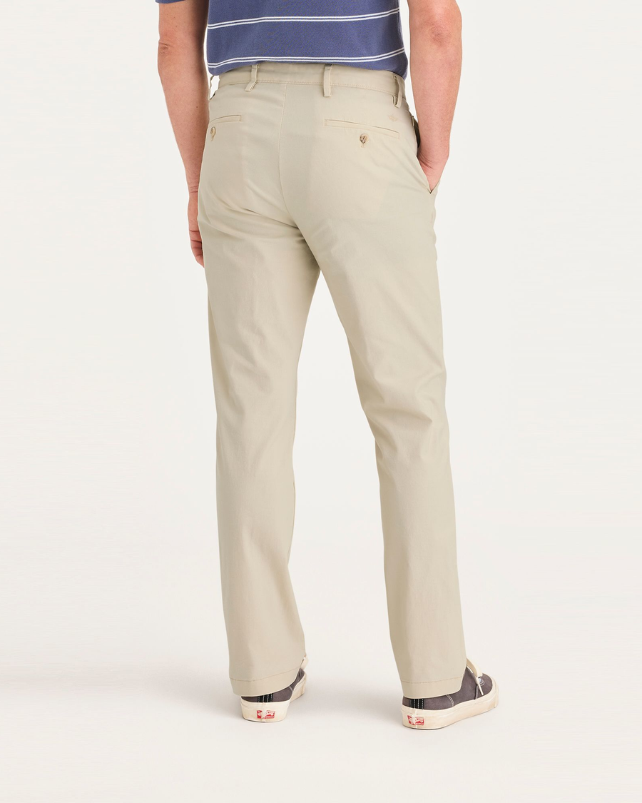 Back view of model wearing Summer Earth Crafted Khaki Pants, Slim Fit.