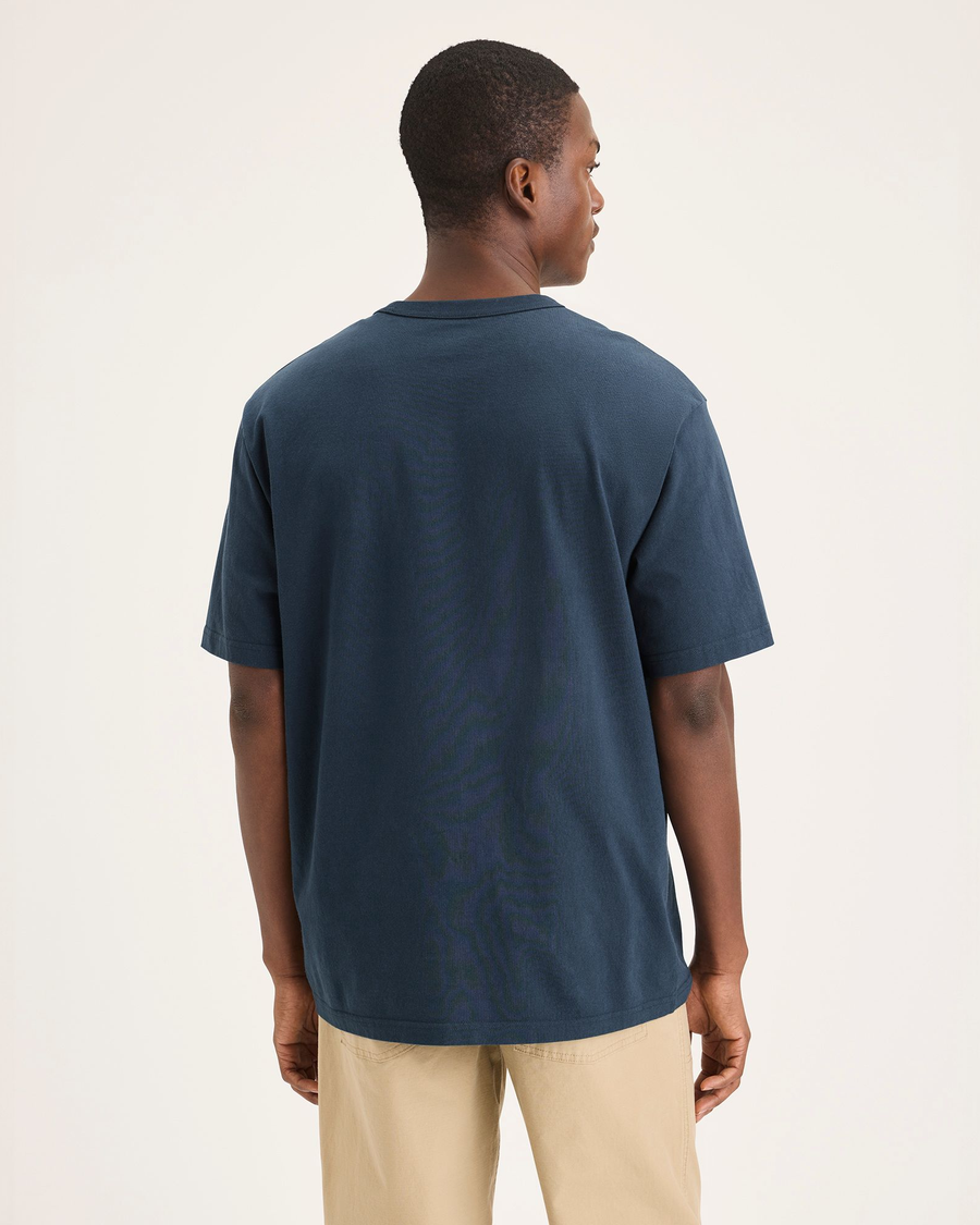 Back view of model wearing Sunflowers Stratified Sea Eighty-Six Tee, Relaxed Fit.