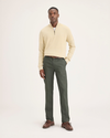 Front view of model wearing Tea Leaf Crafted Khaki Pants, Slim Fit.