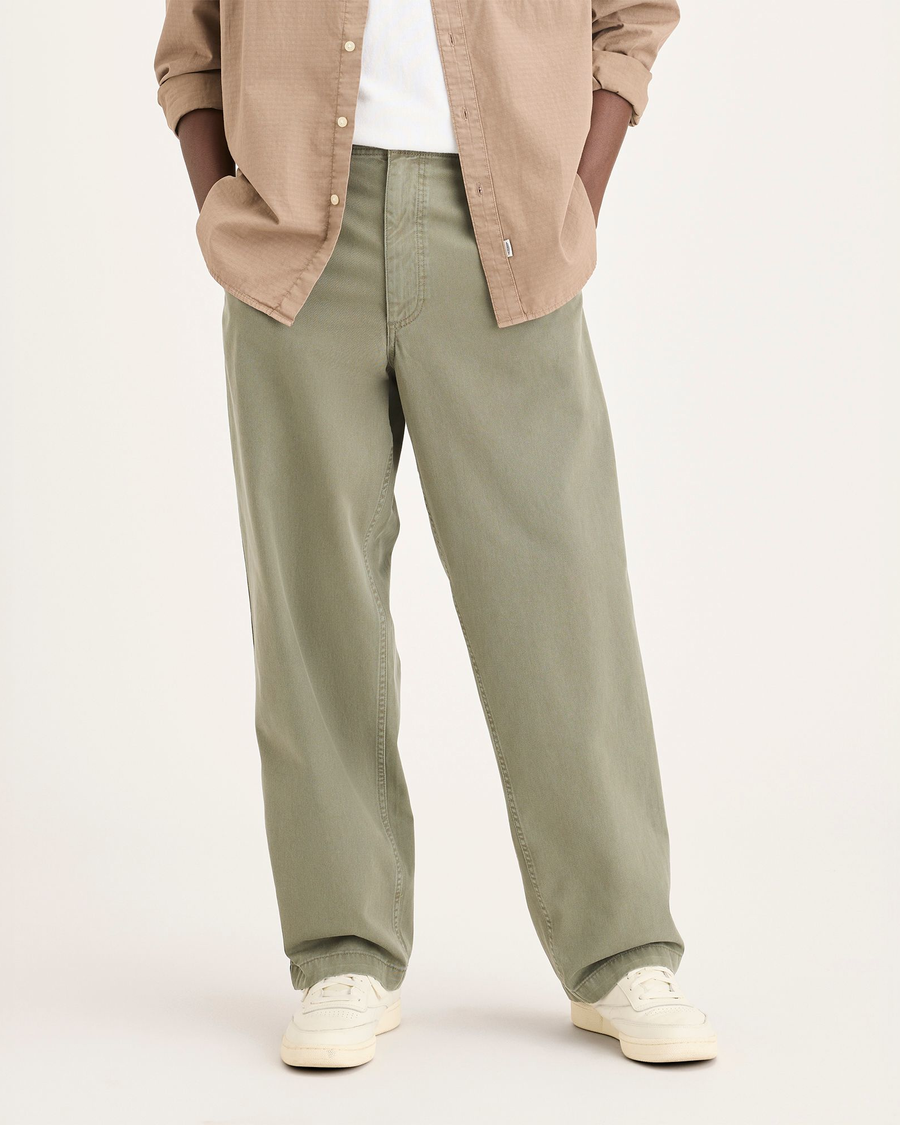 Front view of model wearing Tea Leaf Eighty-Six Alpha Chino Pants, Loose Fit.