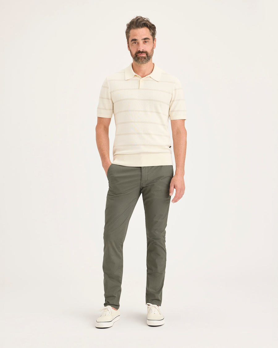 Front view of model wearing Tea Leaf Men's Skinny Fit Original Chino Pants.