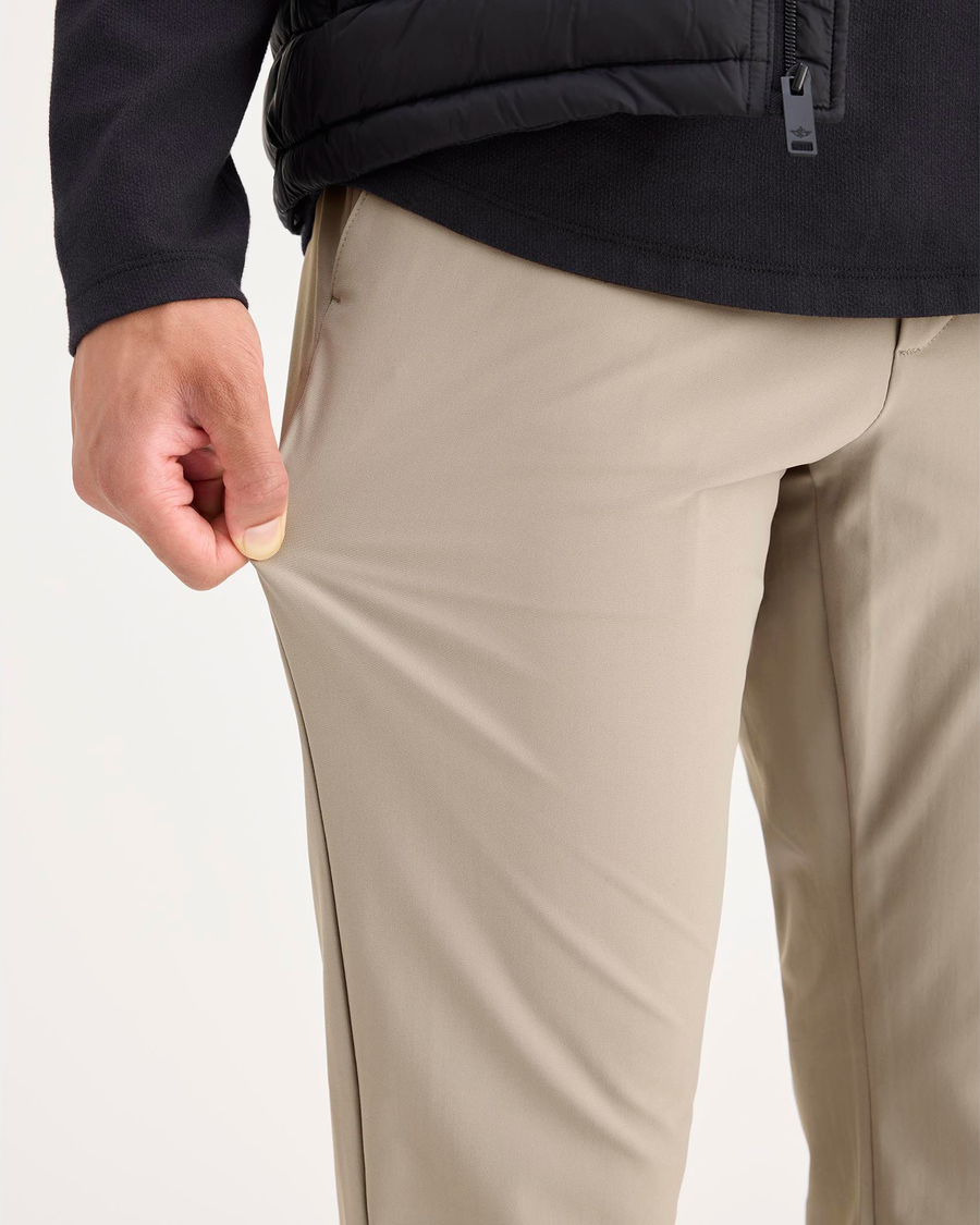 View of model wearing Timberwolf Go Chino, Slim Fit with Airweave.