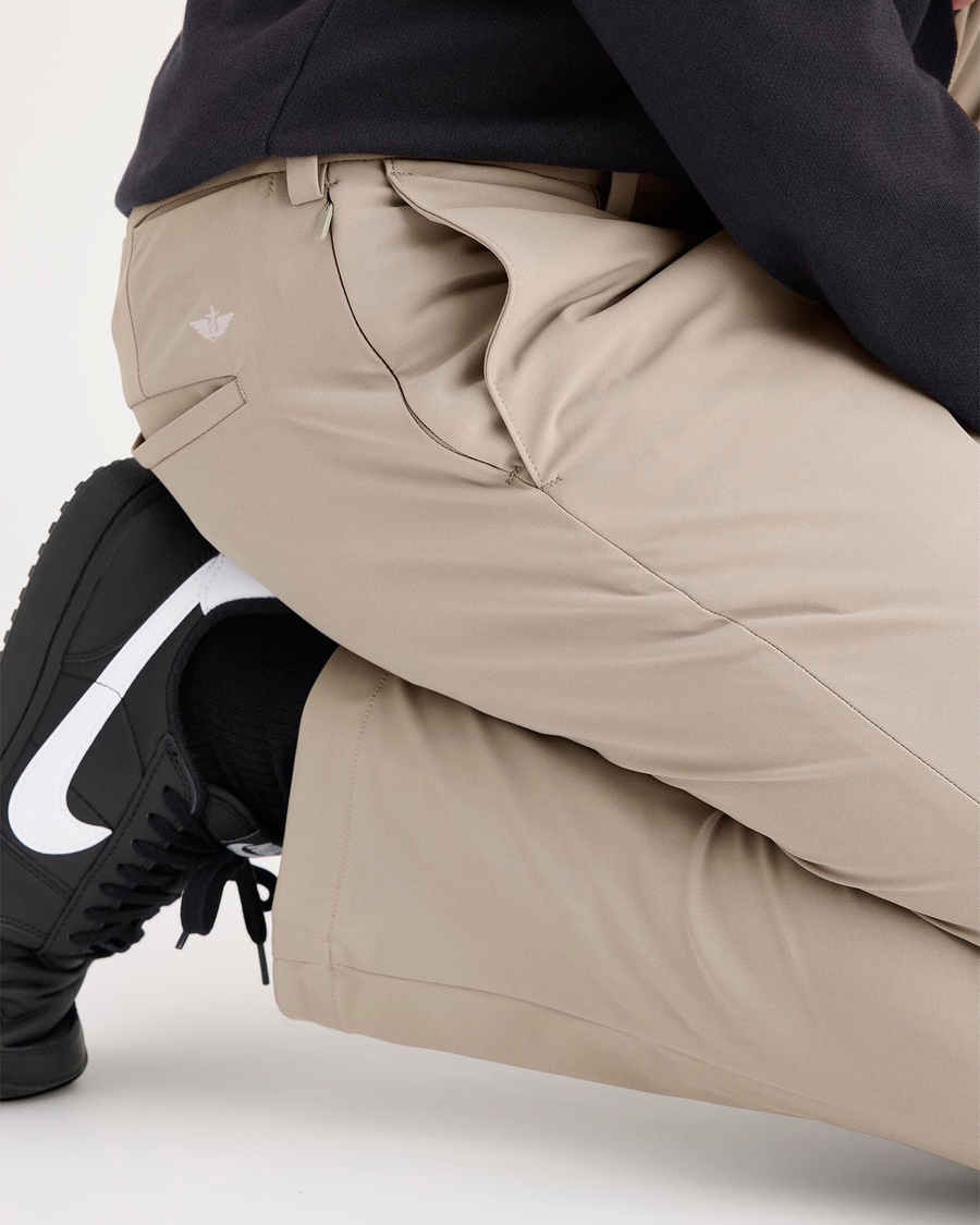 View of model wearing Timberwolf Go Chino, Slim Fit with Airweave.