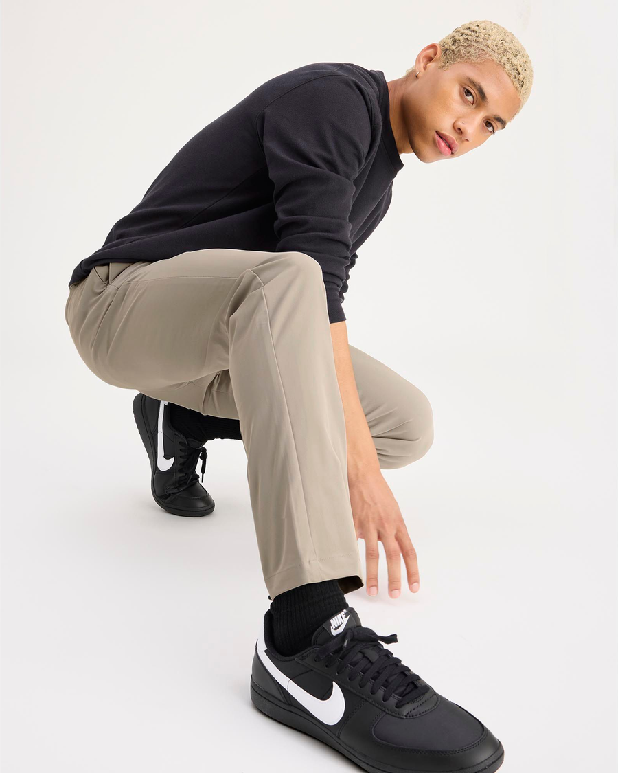 View of model wearing Timberwolf Go Chino, Slim Fit with Airweave.