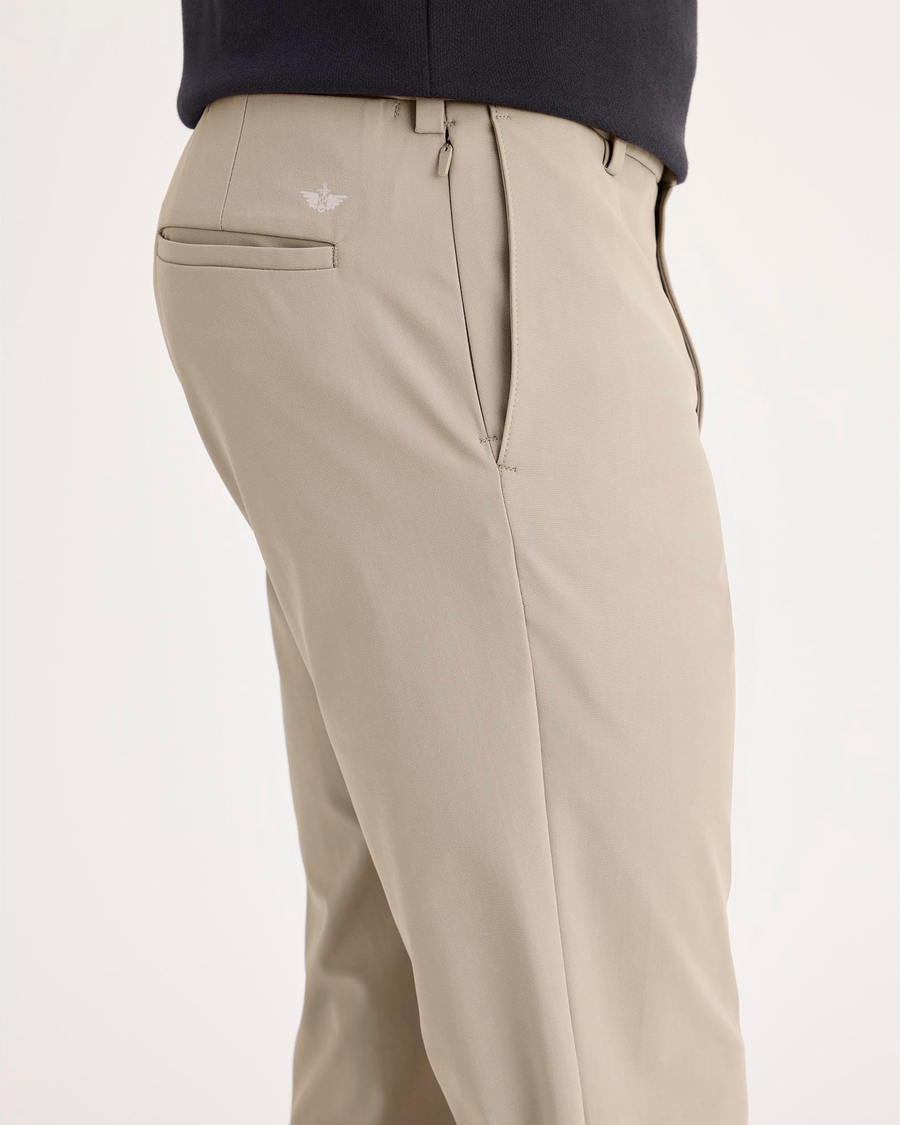 Side view of model wearing Timberwolf Go Chino, Slim Fit with Airweave.