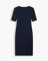 View of model wearing Total Eclipse Rib Dress with Lofi Knit, Slim Fit.