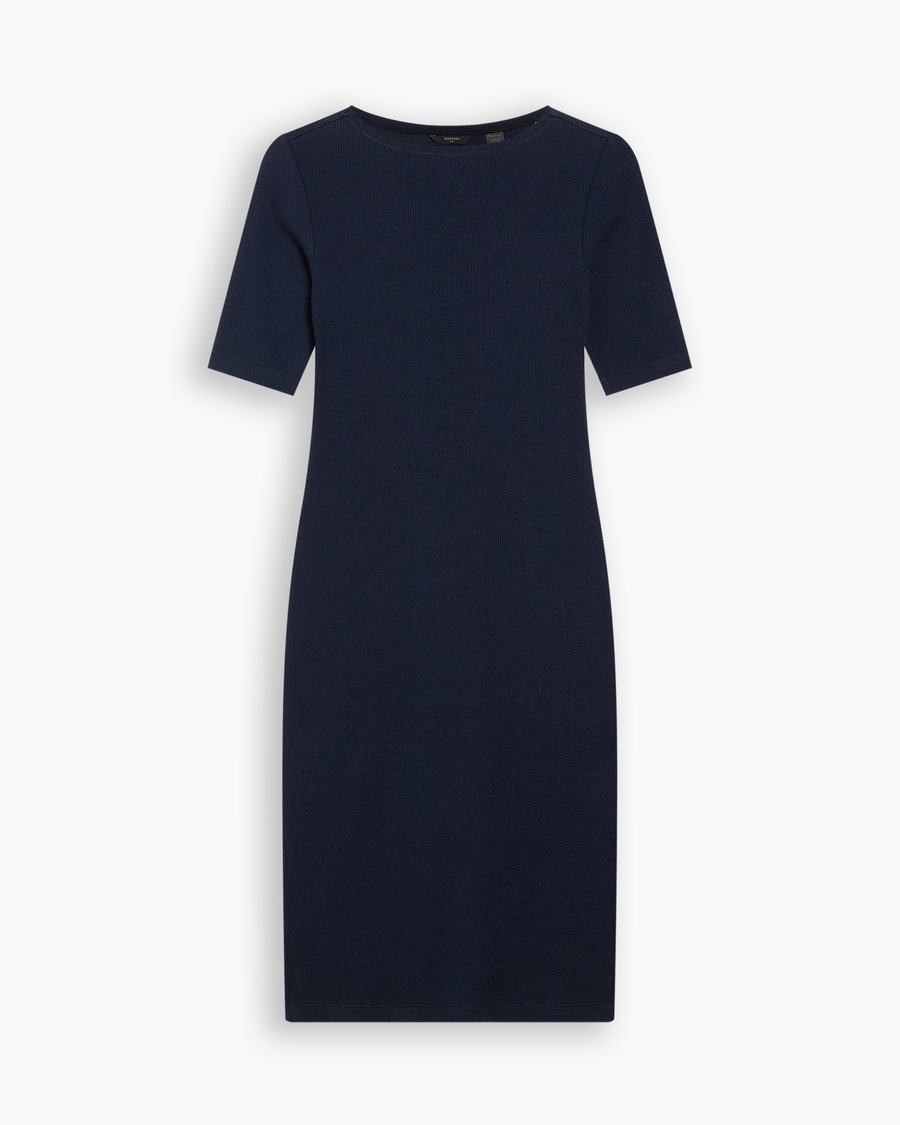 View of model wearing Total Eclipse Rib Dress with Lofi Knit, Slim Fit.