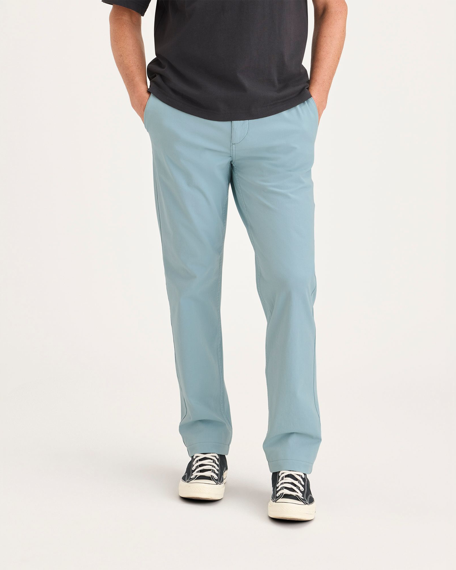 Front view of model wearing Tourmaline Alpha Chino Pants, Slim Fit.