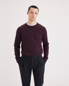 Front view of model wearing Winetesting Heather Men's Regular Fit Crafted Cashmere Sweater.